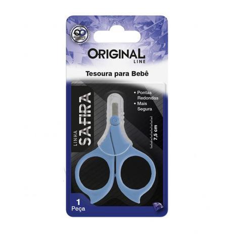 Tesoura Infantil Bebê Safira Ref SL0703 Cor Azul - Original Line