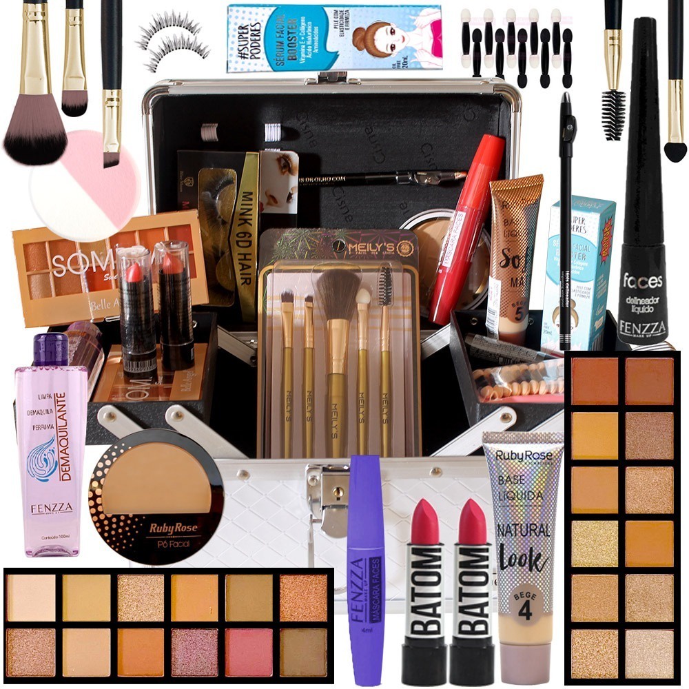 Maleta Maquiagem Completa Ruby Rose Base Máscara Delineador