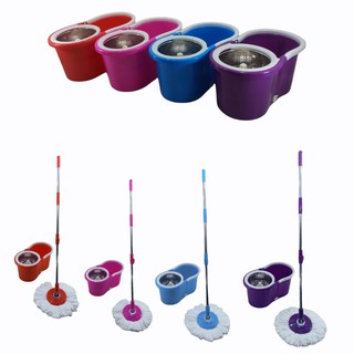 Balde Mop Rodo Magico Giratório Inox Com 1 REFIL ESFREGÃO DE USO  Microfibra