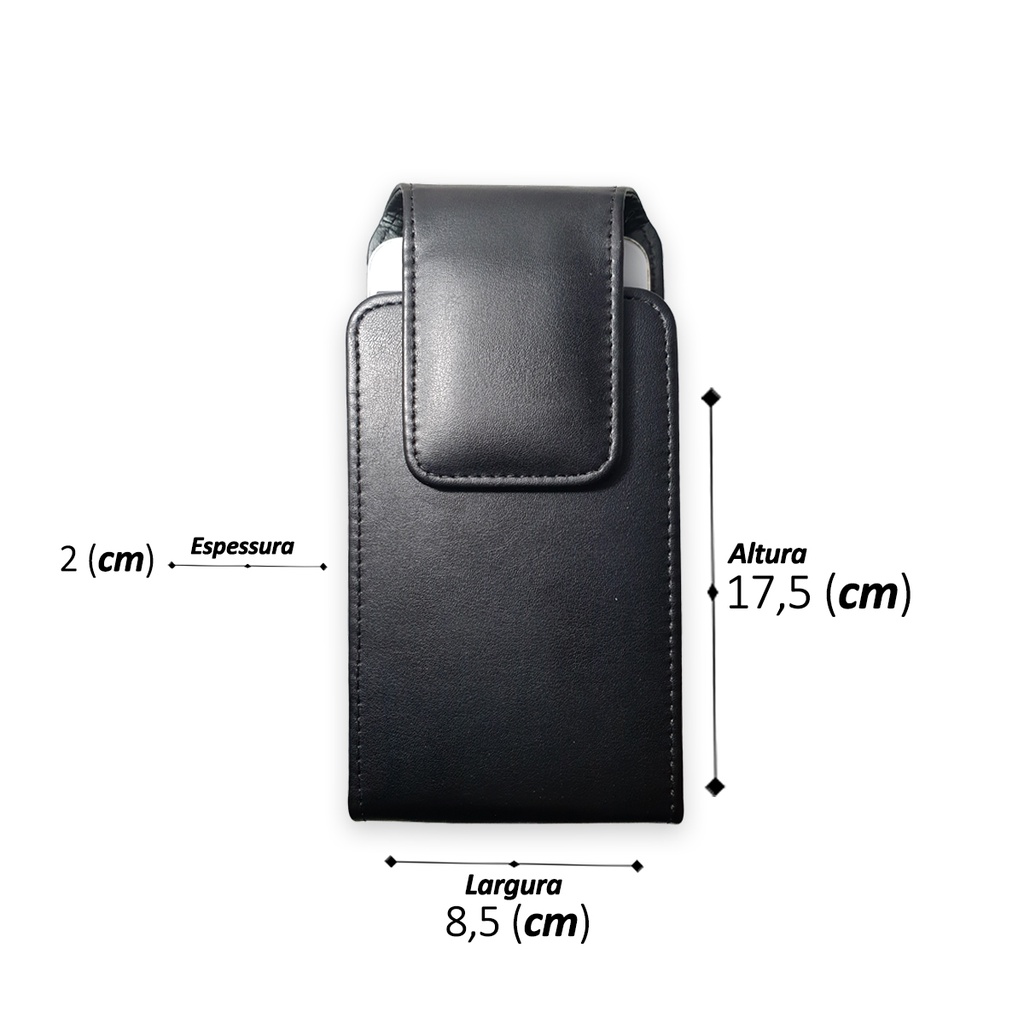 Porta Celular Smartphone Com Clip Para Cinto Giratória 360º Couro Sintético (Capa de Uso Na Cintura)