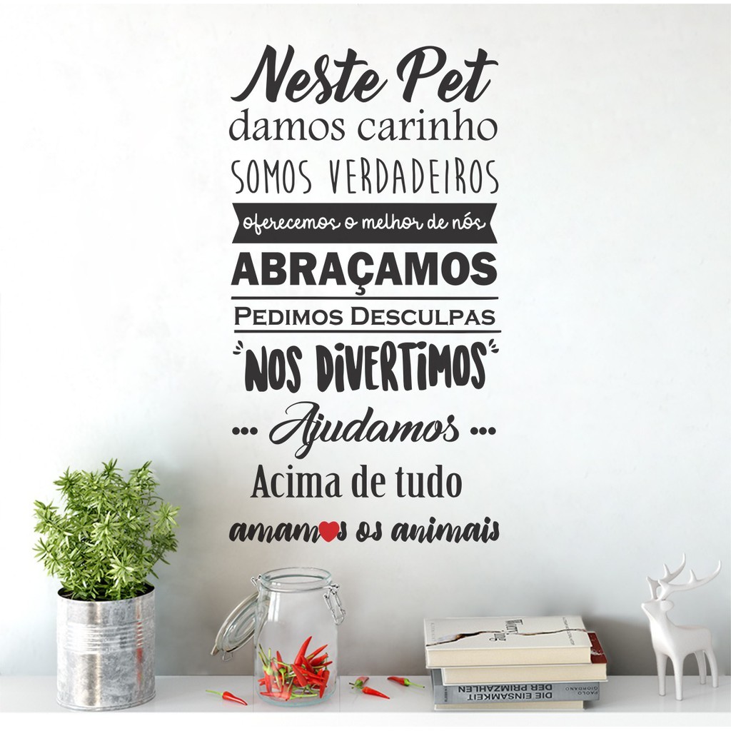 Adesivo Parede Frase Pet Shop Neste Pet Amamos Os Animais em Oferta na Shopee