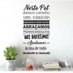 Adesivo Parede Frase Pet Shop Neste Pet Amamos Os Animais