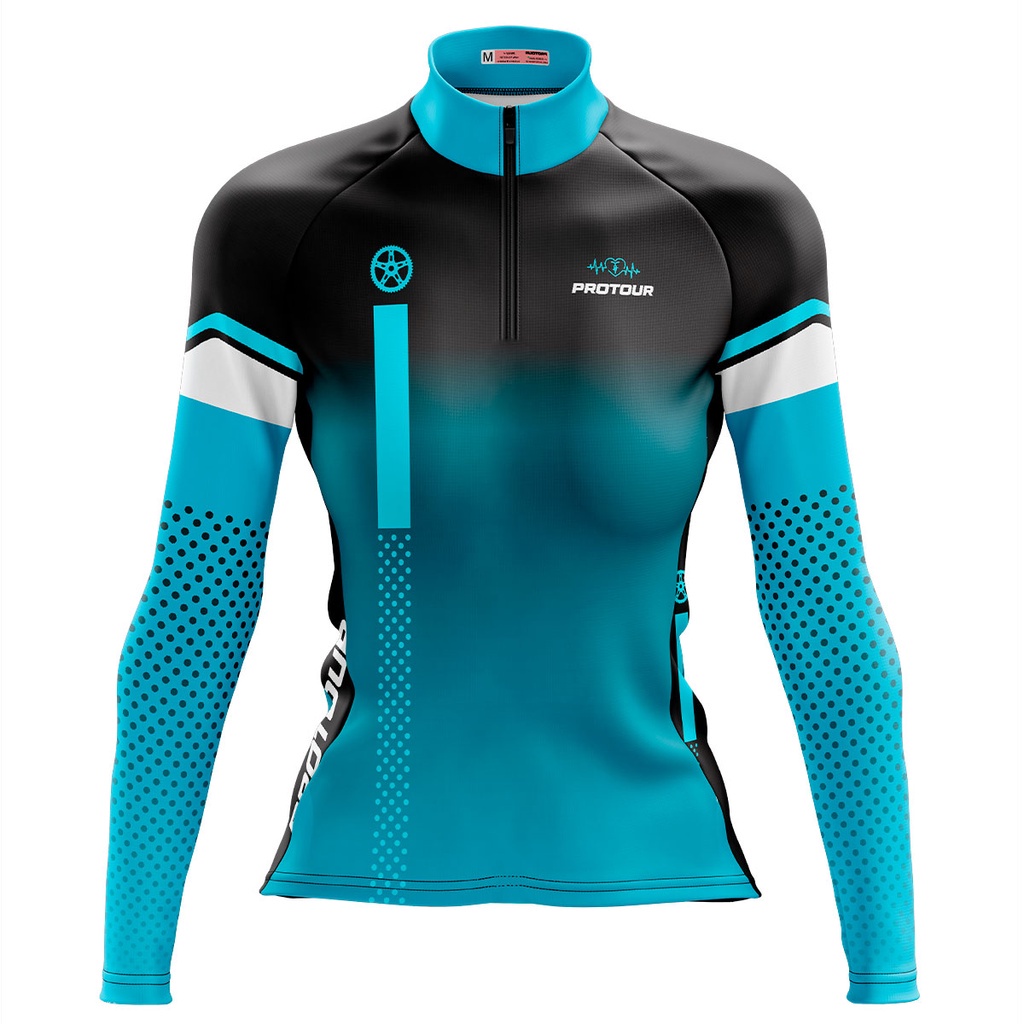 Camisa Ciclismo Mountain bike Feminina Pro Tour Coroa Degrade Dry Fit Protecao uv + 50