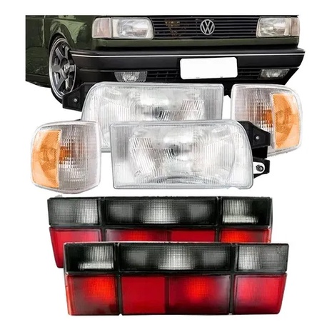 Kit Farol Dianteiro Quadrado com Lanterna Traseira Fumê Gol 1991 a 1995