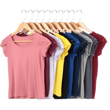 Kit 4 Blusa Feminina Manga Curta Dupla Tshirt Basica Blusinha em Oferta na Shopee