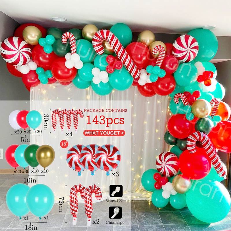 Balão De Natal Guirlanda Arco Kit Conjunto Balão De Natal, Vermelho Verde  Balões De Látex, Balões Dos Doces Para O Natal Decoração Do Partido |  Shopee Brasil