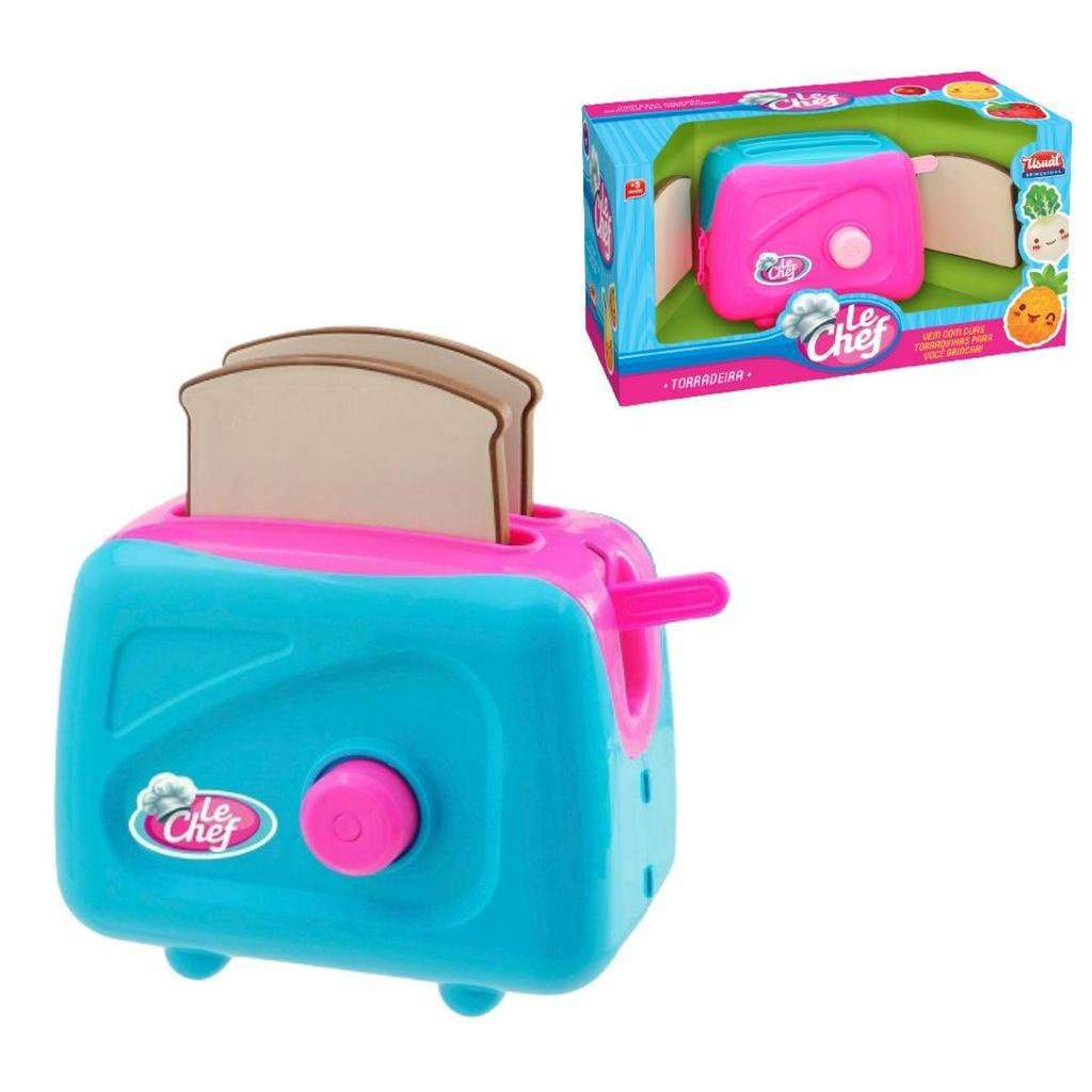 Torradeira Infantil Le Chef Menina Colorida Original Qualidade Alavanca Cozinha Mini Eletrodomestico Original Presente Barato Dia das Crianças Envio Imediato Ja