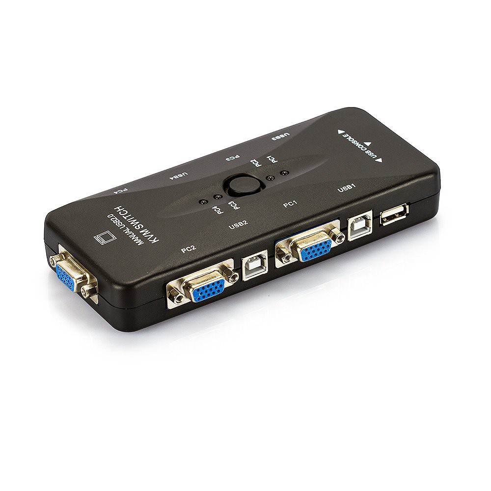 CHAVEADOR KVM USB SWITCH 4 PORTAS VGA 4X1 COMUTADORA 2.0