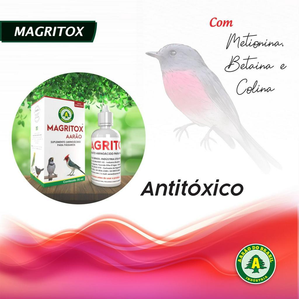MAGRITOX 10ml - AARÃO - Tratamento para pássaro gordo Val.15/01/28 — imagem 2 de 2