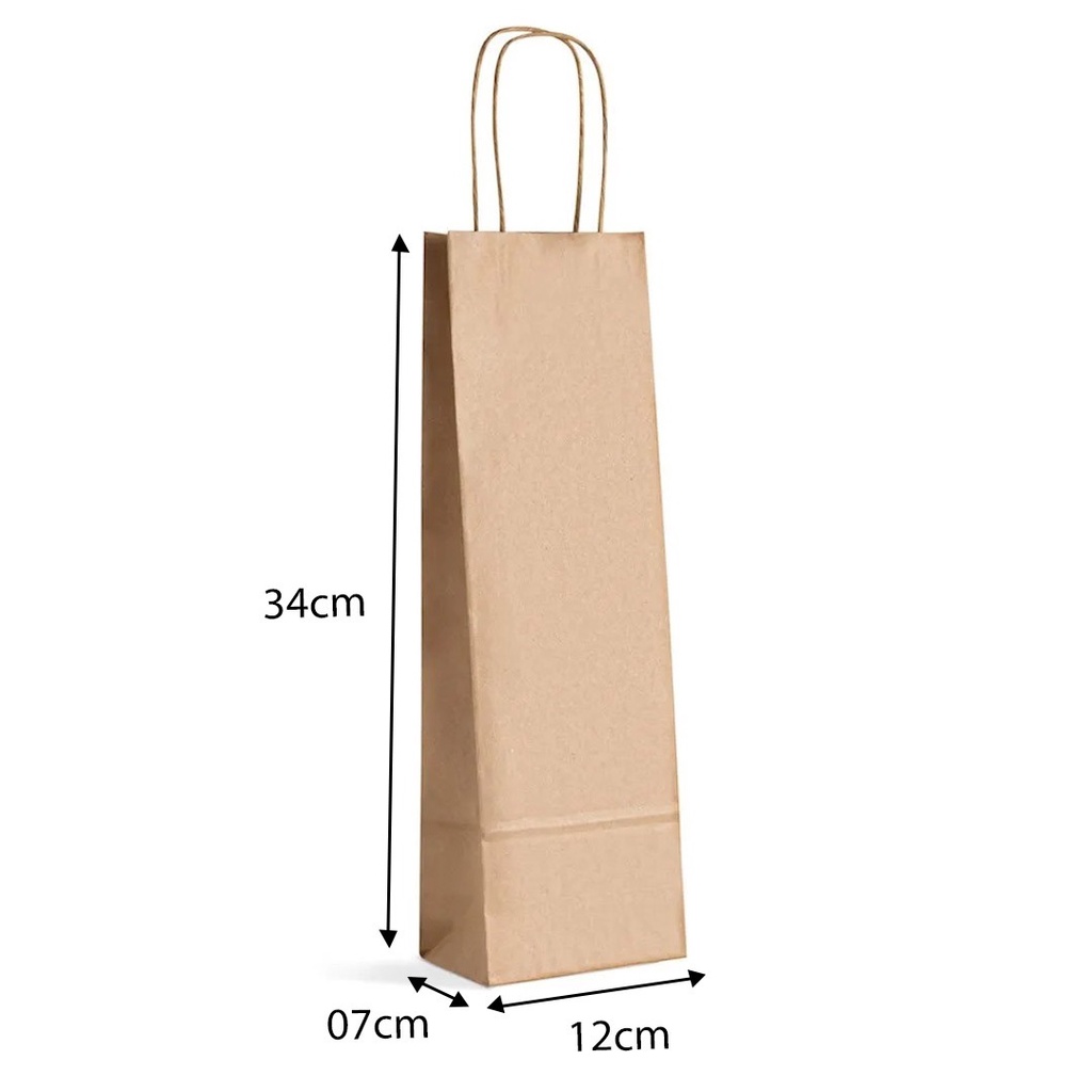 Sacola Papel Kraft Garrafa ( 12x07x34 100unid Promoção )