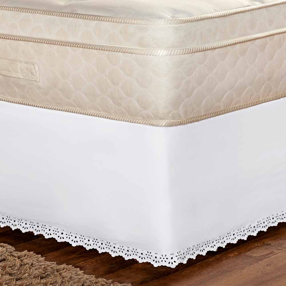 Saia Para Cama Box Com Elástico Casal Queen Solteiro Padrão - Trabalhada Vitta Branca em Oferta na Shopee