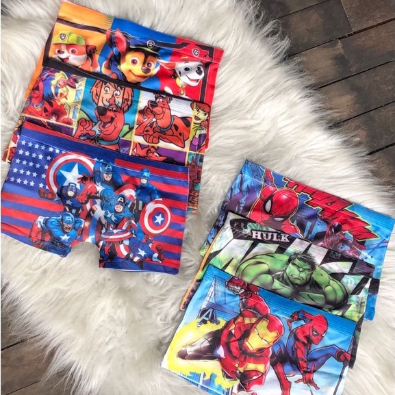 Cueca Box Infantil Sublimada Masculina Menino Desenhos Personagem Confortavel
