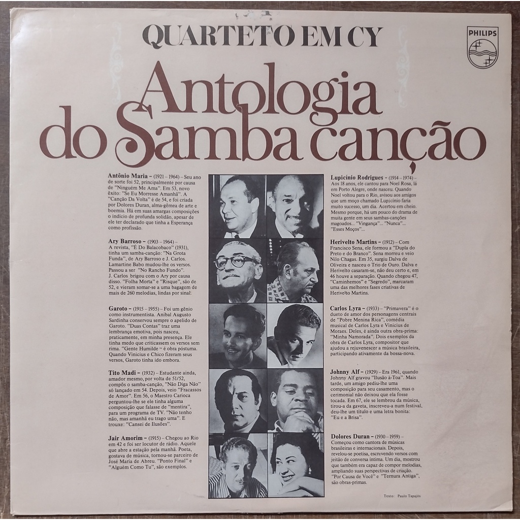 Lp Quarteto Em Cy Antologia Do Samba Canção 1975 Vinil