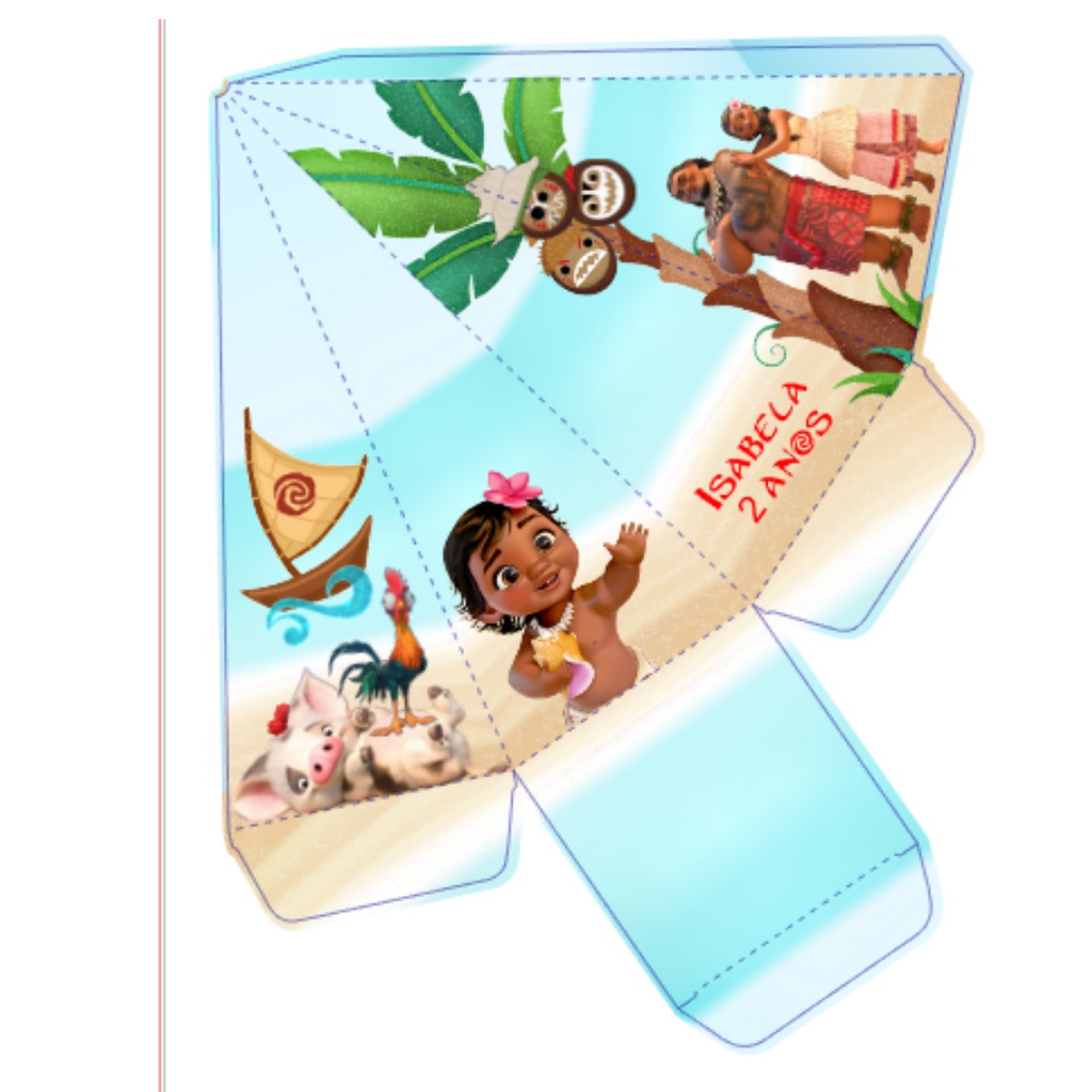 10 Caixas Pirâmide Personalizadas Moana Baby Lembrancinha Infantil Arte