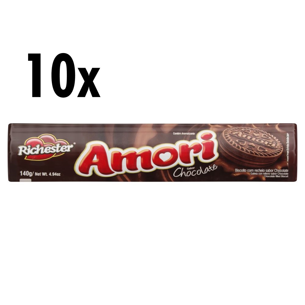10 Biscoitos Amori Richester Recheado Chocolate 140g | Shopee Brasil