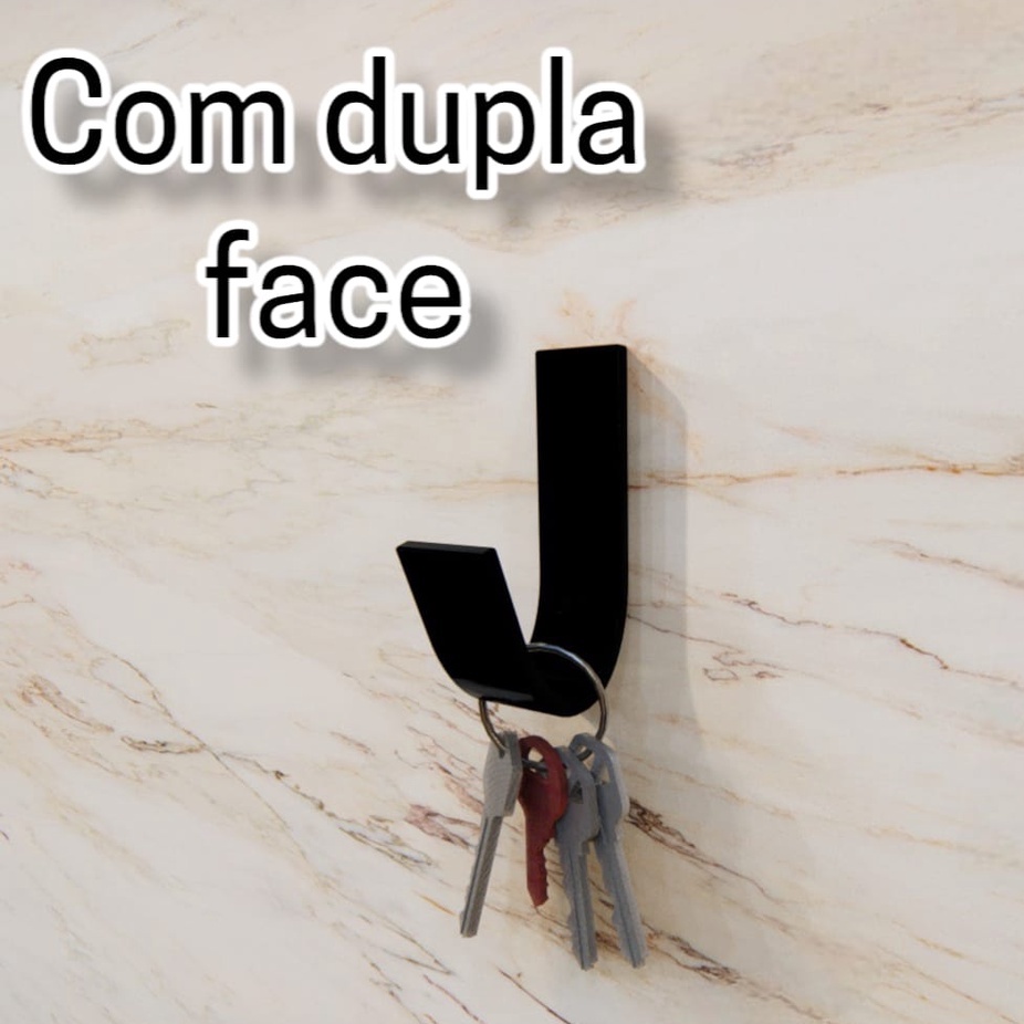 Gancho de aço suporte multiuso preto fosco adesivo