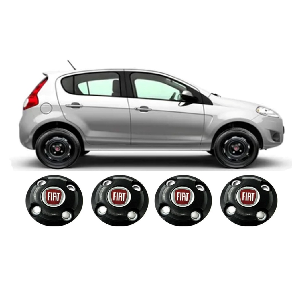 Jogo Calotinha Centro Roda Vermelho Aro 13 14 15 FIAT Novo Uno Vivace Way Fire Mille Argo Mobi Palio Siena Punto Linea