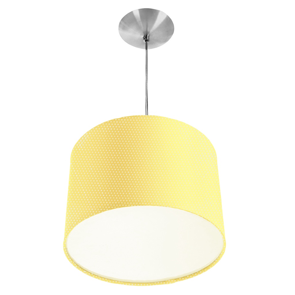 Lustre Cupula Pendente Dome Estampado Amarelo Bolinha