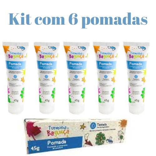 Kit Com 6 Pomada De Assadura 45g Vegana Hipoaler Turminha da Bagunça.