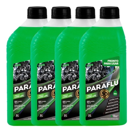 Kit 4 Aditivos Radiador Paraflu Verde Biohibrido Pronto Uso