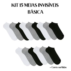 Kit Meias 15 Pares Cano Invisível Basica 39/43 Soquete Nova