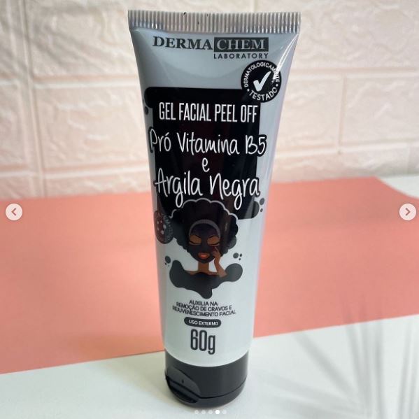 GEL FACIAL PEEL OFF VITAMINA B5 ARGILA NEGRA SKIN CARE DERMACHEM 60G