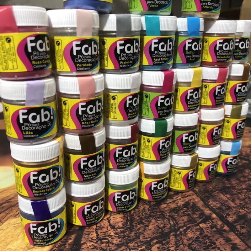 1~3 PÓ COMESTÍVEL FAB - CORANTE BRILHO COMESTÍVEL CONFEITAR  BOLOS E DOCES - Food & Beverages