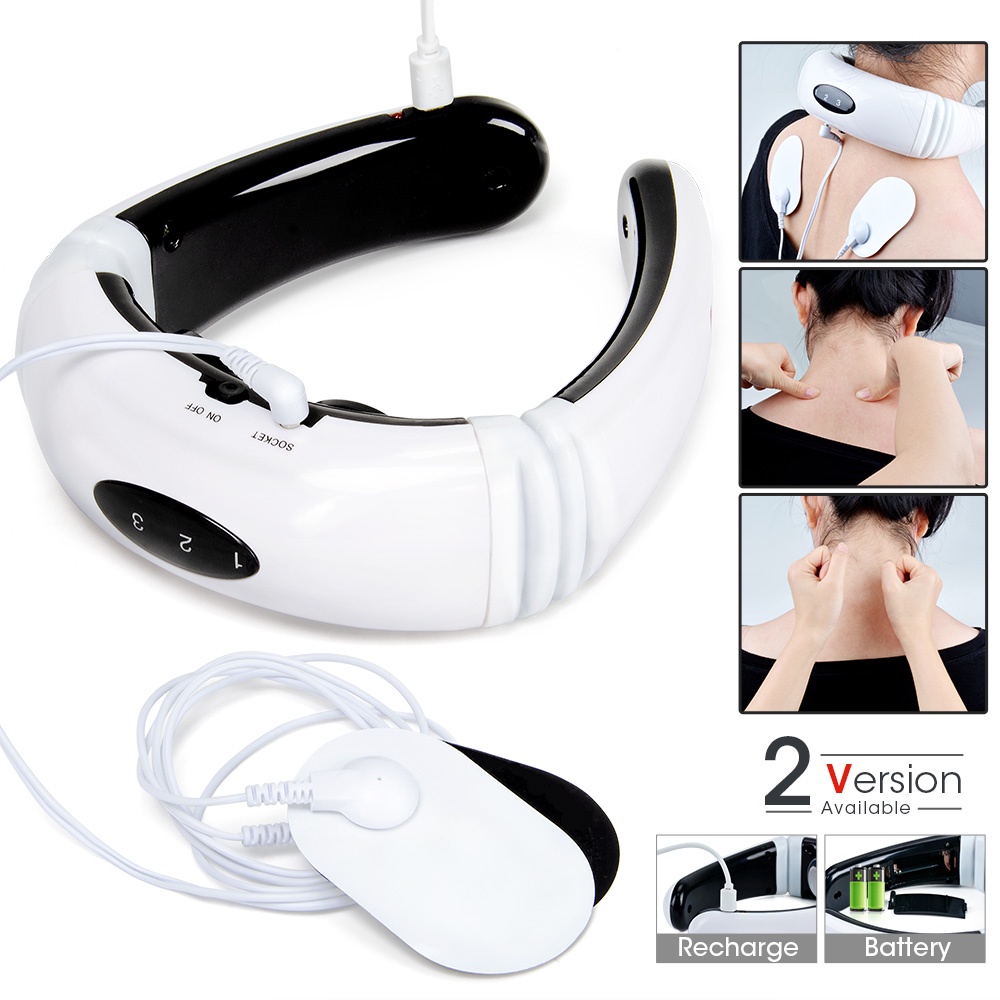 Massageador elétrico de pescoço com 6 modos, massagem de pulso eletrônico duplo, fisiotera...