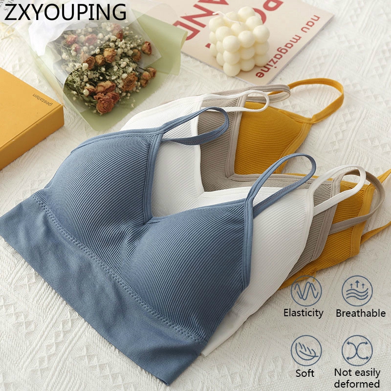 Kit 4 Sem Anel de Aço Cueca Sutiã Cruz em forma de U Linda Alça Traseira Enrolada Peito Verão Nova Rede Vermelha Mesmo Estilo