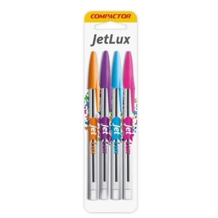 Caneta Compactor Esferografica Jet Lux Colorida Kit Com 4