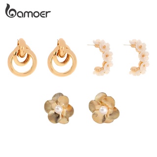 Bamoer Brinco De Ouro Com Design De Flor Elegante Para Mulheres/Meninas/Presente