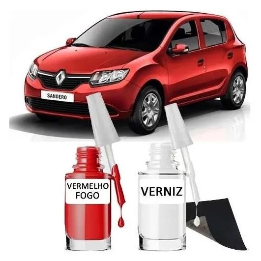 Tinta Tira Risco Automotivo Sandero Vermelho Fogo em Oferta na Shopee