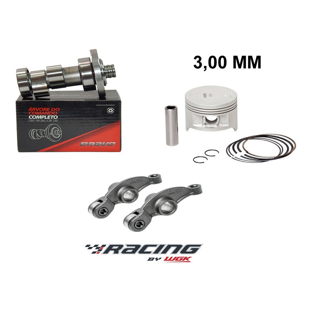 Kit Comando De Valvulas Balancim E Pistão 3mm Bravo Crf 230