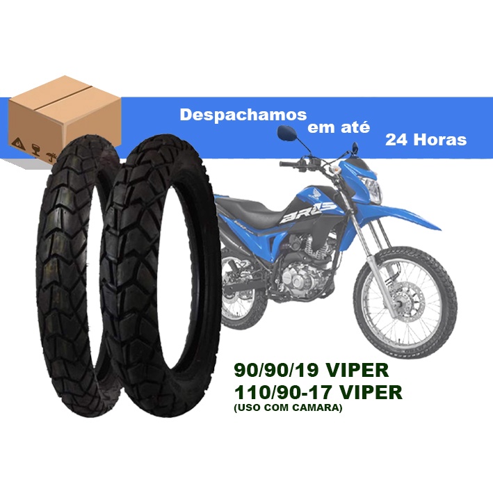 Par Pneu Bros 125 150 Nxr - 90/90-19 + 110/90-17 Maggion Viper Aro 19 e 17
