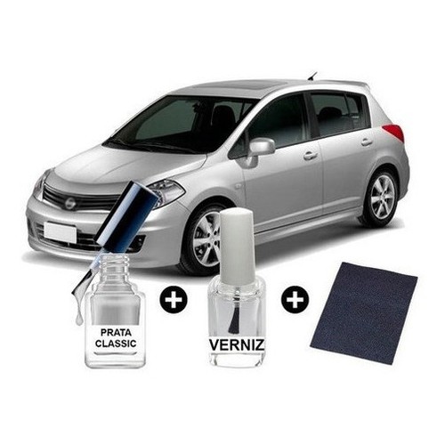 Tinta Tira Risco Automotiva Para Nissan Tiida Prata Classic Uso Profissional