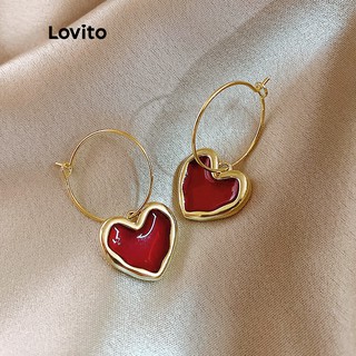 Lovito Brincos com Coração Vermelho L46AD039 (Ouro)
