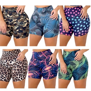kit 5 shorts curto de academia roupa feminino esportivo fitness