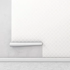 Papel de parede em tons cinza e detalhes em branco Para Sala e Quarto