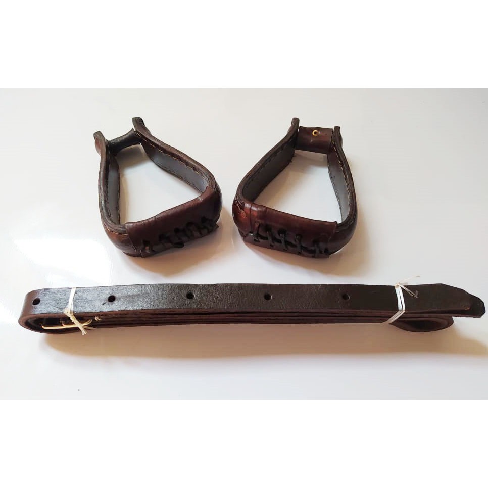 Kit Estribo E Loro Em Couro Legítimo Para Selas E Arreios em Oferta na Shopee