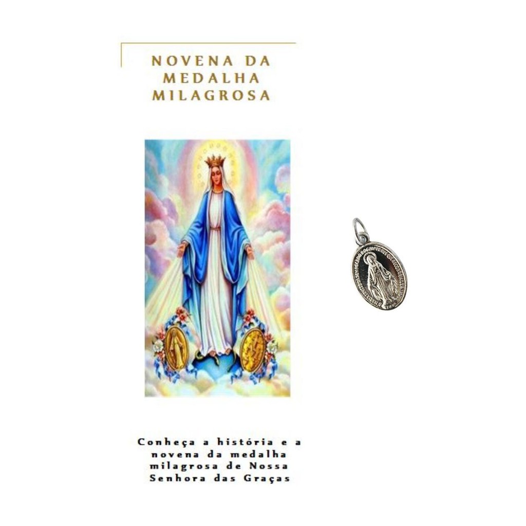 Novena em folheto com história da medalha milagrosa com medalha ...