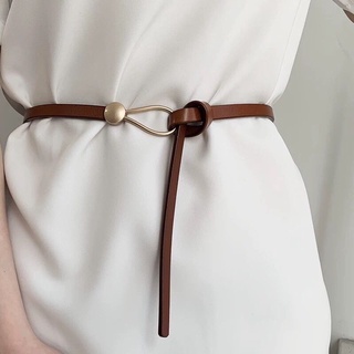 Senhoras De Couro Pu Versátil Atada Cinto Decorativo Moda Vestido Preto Camisola Cintura Botão De Metal Terno Fino