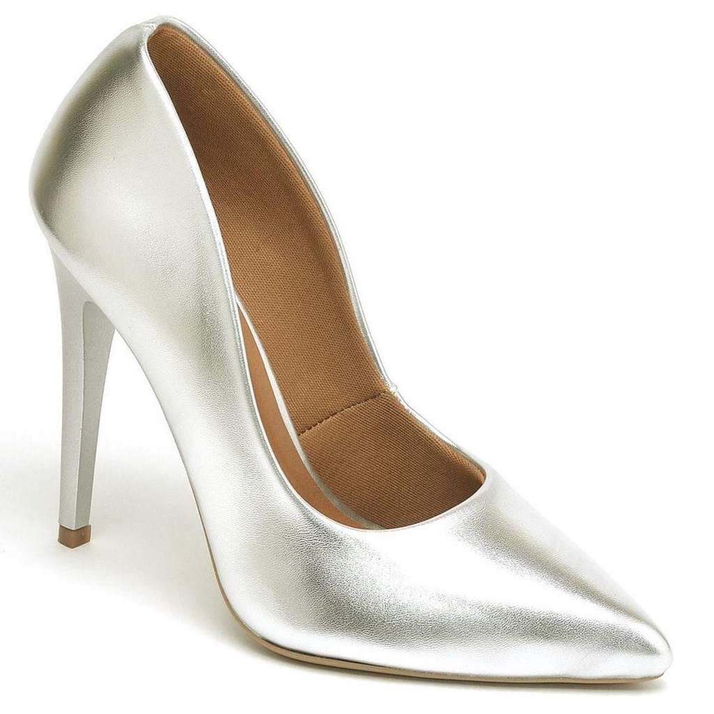 Scarpin Metalizado Prata Planet Franca Sapato Salto Alto em Oferta na Shopee