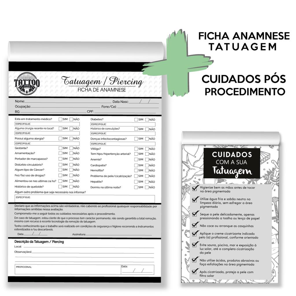 Blocos de Atendimento Tatoo Tatuador Procedimento apos Tatuagem