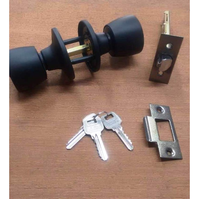 Fechadura Para Porta de Madeira MDF Gold Cilindrica Para Divisória Broca 90mm Preto- 3 pinos Fosco