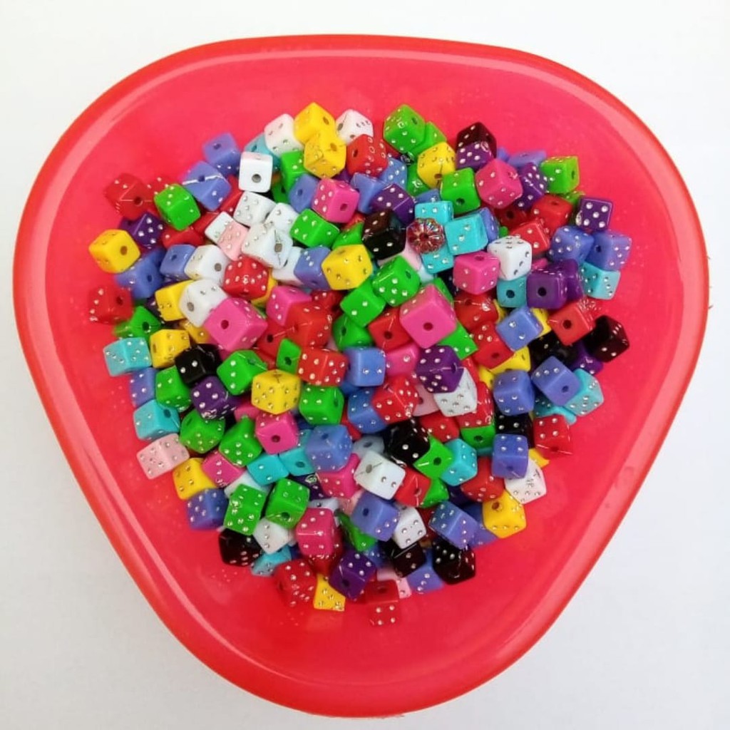 Miçangas Infantil - Dadinhos Coloridos 6mm - 100pçs.