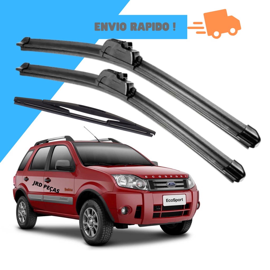 Kit Palheta Limpador Parabrisa Dianteiro + Traseiro Ford Ecosport 2003 2004 2005 2006 a 2012 em Oferta na Shopee