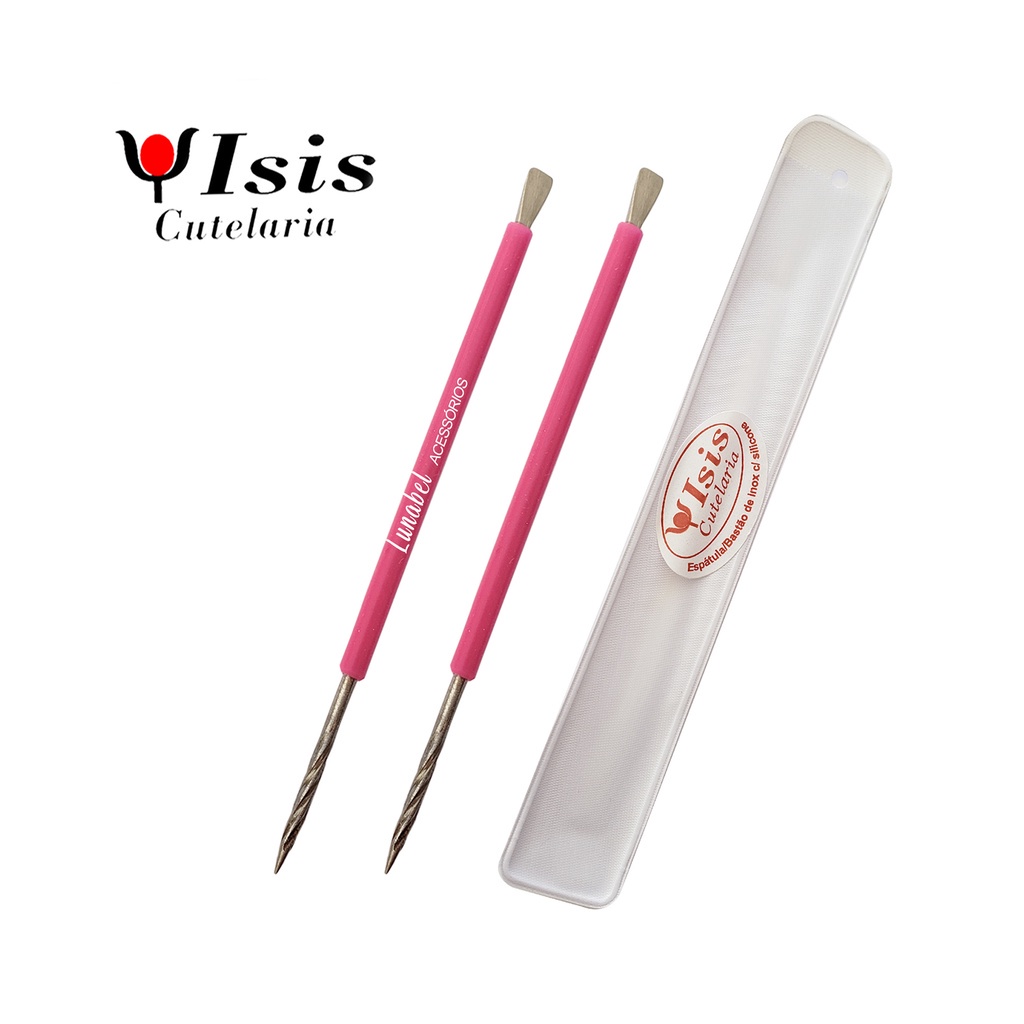 2 Espátula Mista Isis Cutelaria Original Rosa em Oferta na Shopee