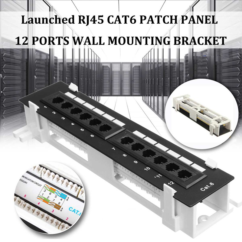 Kit De Ferramentas De Rede 12 Portas CAT6 Patch Panel RJ45 Rack De Montagem Em Parede Com Suporte Superfície BRG9