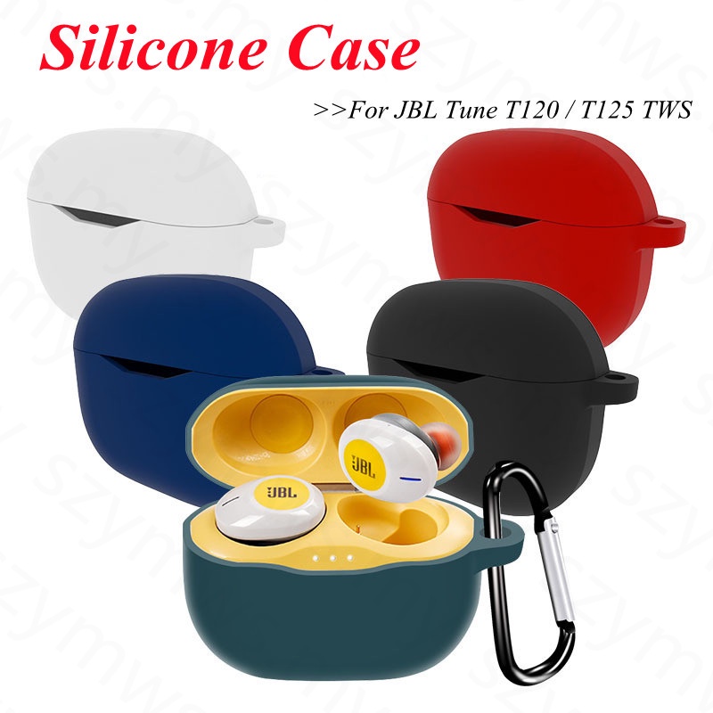 JBL Tune T120/T125 TWS Fone De Ouvido Capa De Silicone Cor Sólida Anti-Impacto Protetora Macia Para Com Gancho