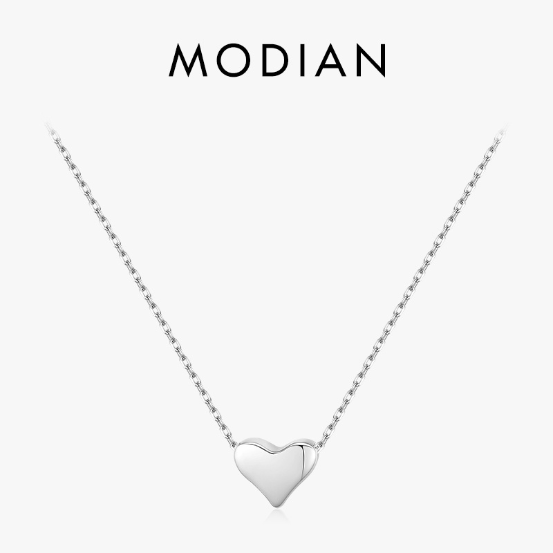 Modian Lucky Cute Heart Chain Necklace Para Mulher Link De Moda Charme 925 Sterling Silver Love Casamento Jóias De Prata Fina